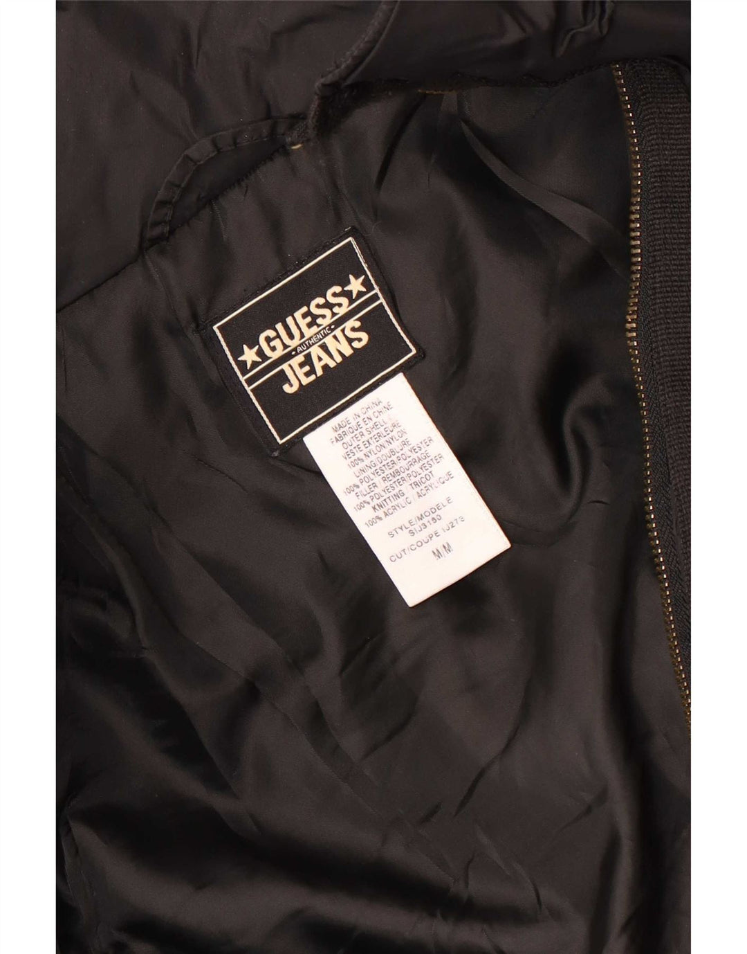 Guess Womens Hooded Parka Jacket UK 14 Medium Black Nylon