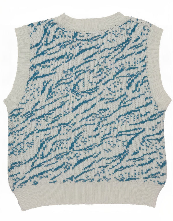 Top cu vestă cu grafică Zara pentru femei UK 12, bumbac floral, albastru mediu