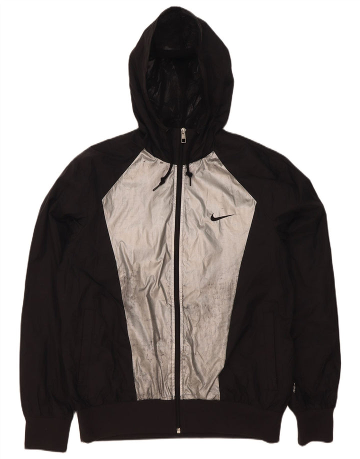 Nike Mens Hooded Rain Jacket UK 38 Medium Black Colourblock Nylon