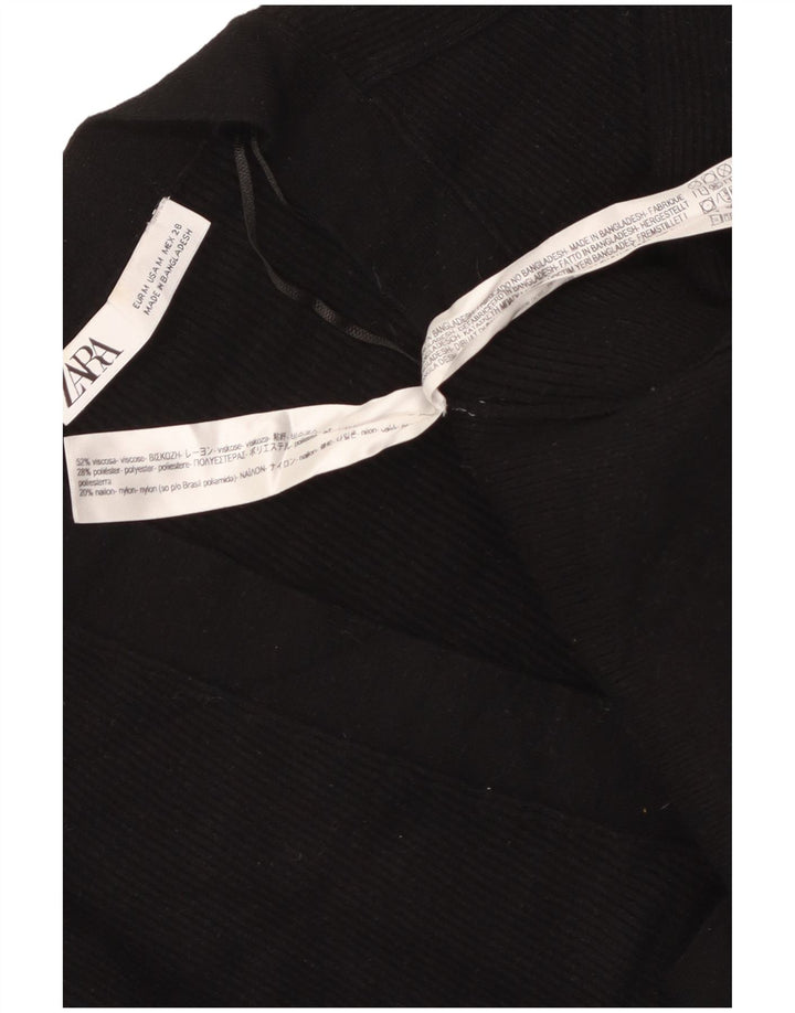 ZARA Womens Crop Cardigan Sweater UK 14 Medium Black Viscose
