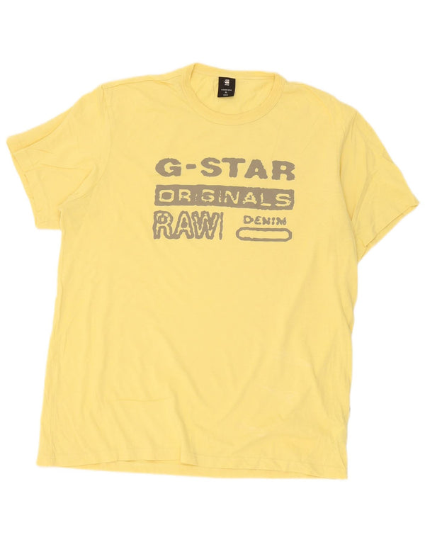 G-Star Mens Graphic T-Shirt Top XL Yellow Cotton