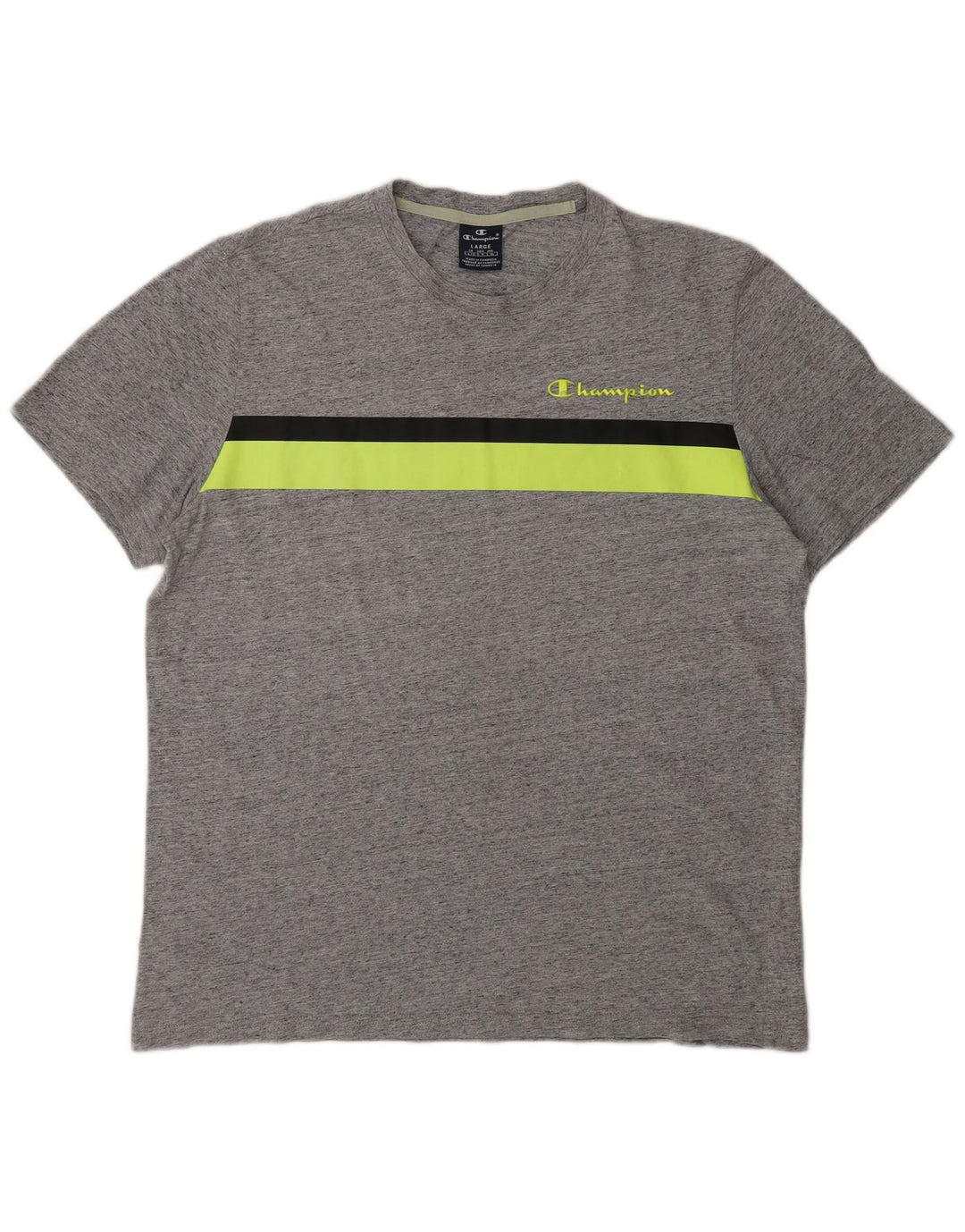 Champion Mens Graphic T-Shirt Top Large Grey Colourblock
