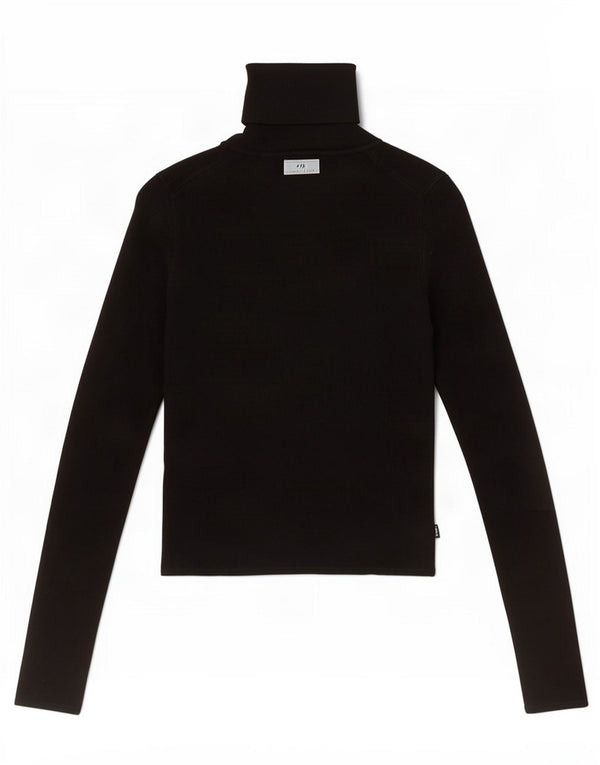 Zara Dame Roll Neck Top Langærmet UK 12 Medium Sort Viscose