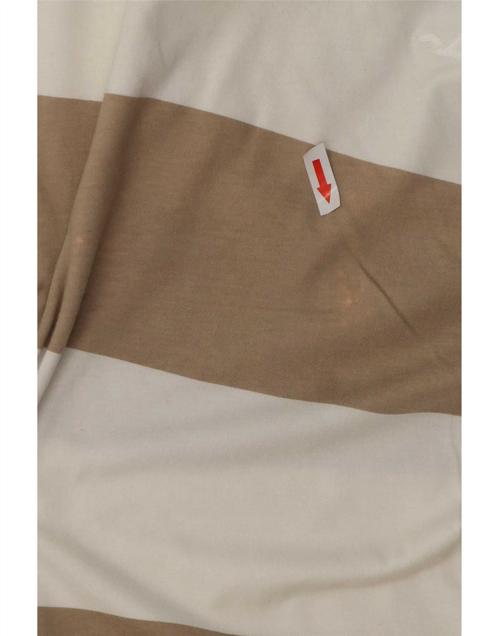 Hollister Mens T-Shirt Top Medium Brown Striped Cotton