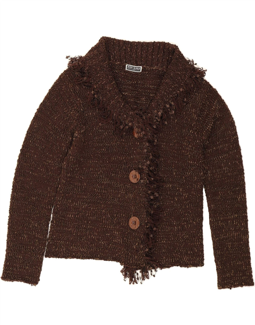 VINTAGE Womens Cardigan Sweater US 3 XS Brown Flecked Polyester Vintage Vintage and Second-Hand Vintage from Messina Hembry 