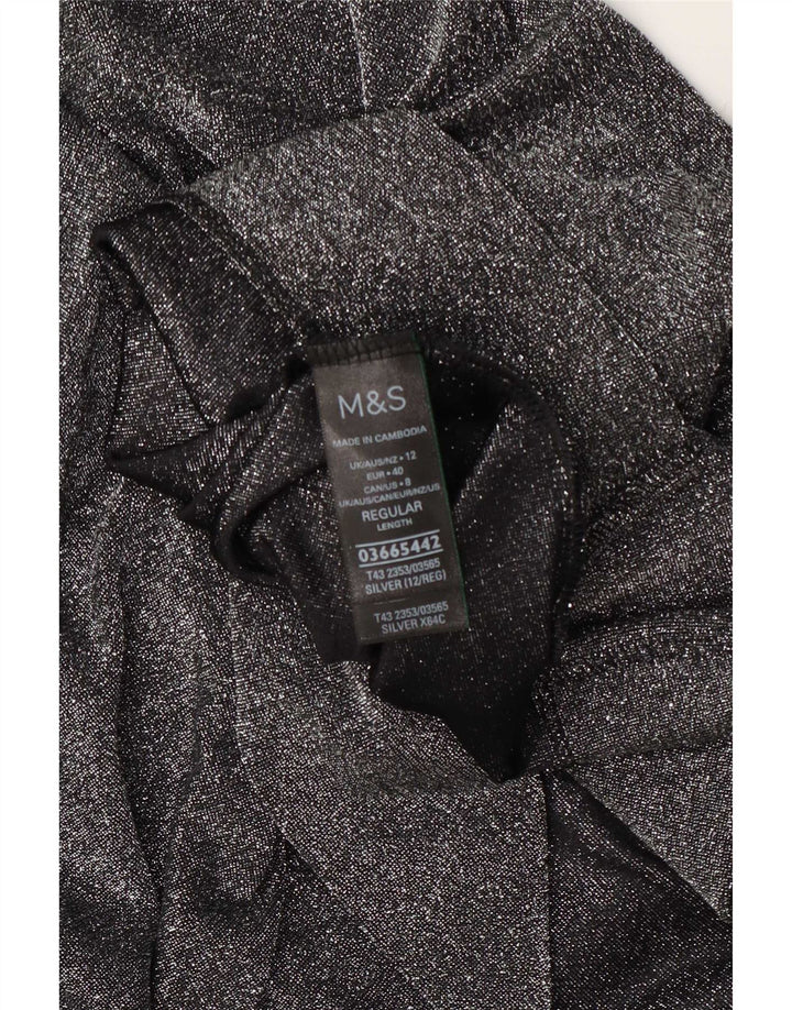 Marks & Spencer Top oversize da donna manica 3/4 UK 12 medio argento chiazzato
