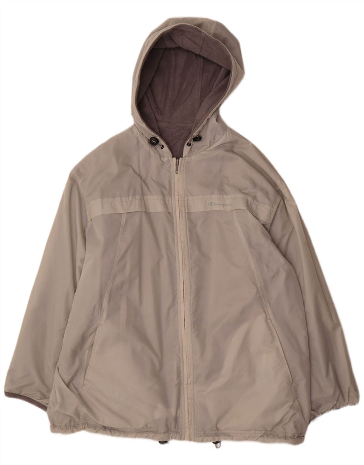 Champion Mens Hooded Reversible Fleece Jacket UK 44 2XL Grey Polyester