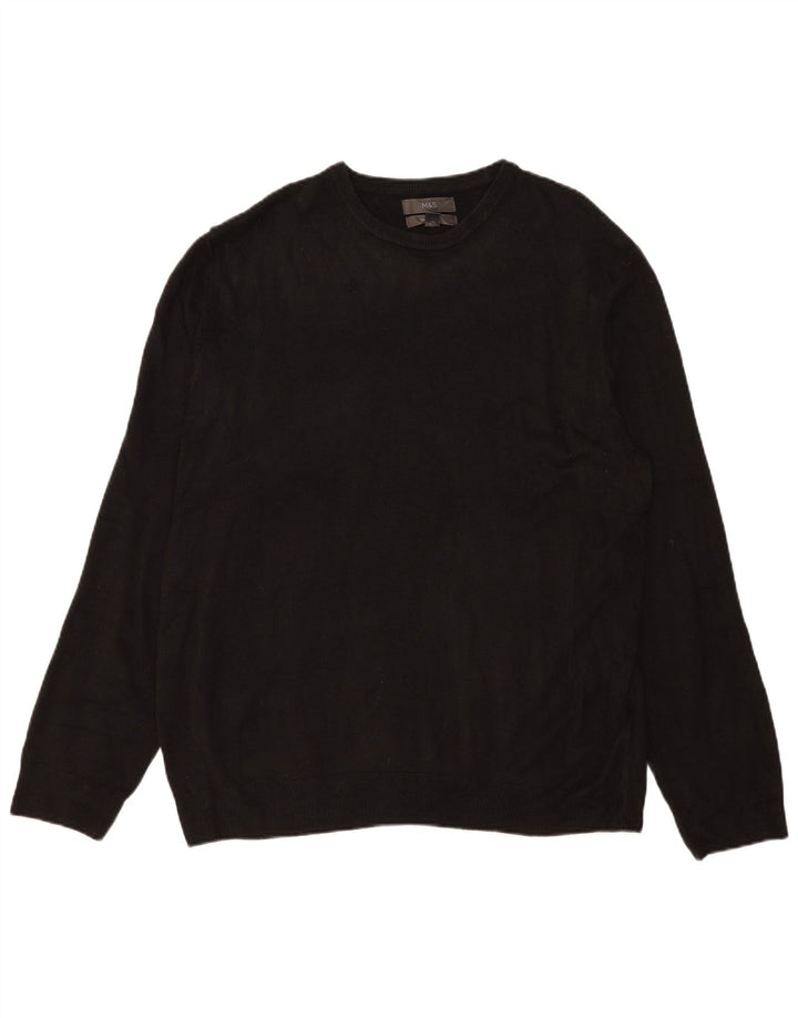 Marks & Spencer Mens Crew Neck Jumper Sweater 2XL Black Acrylic