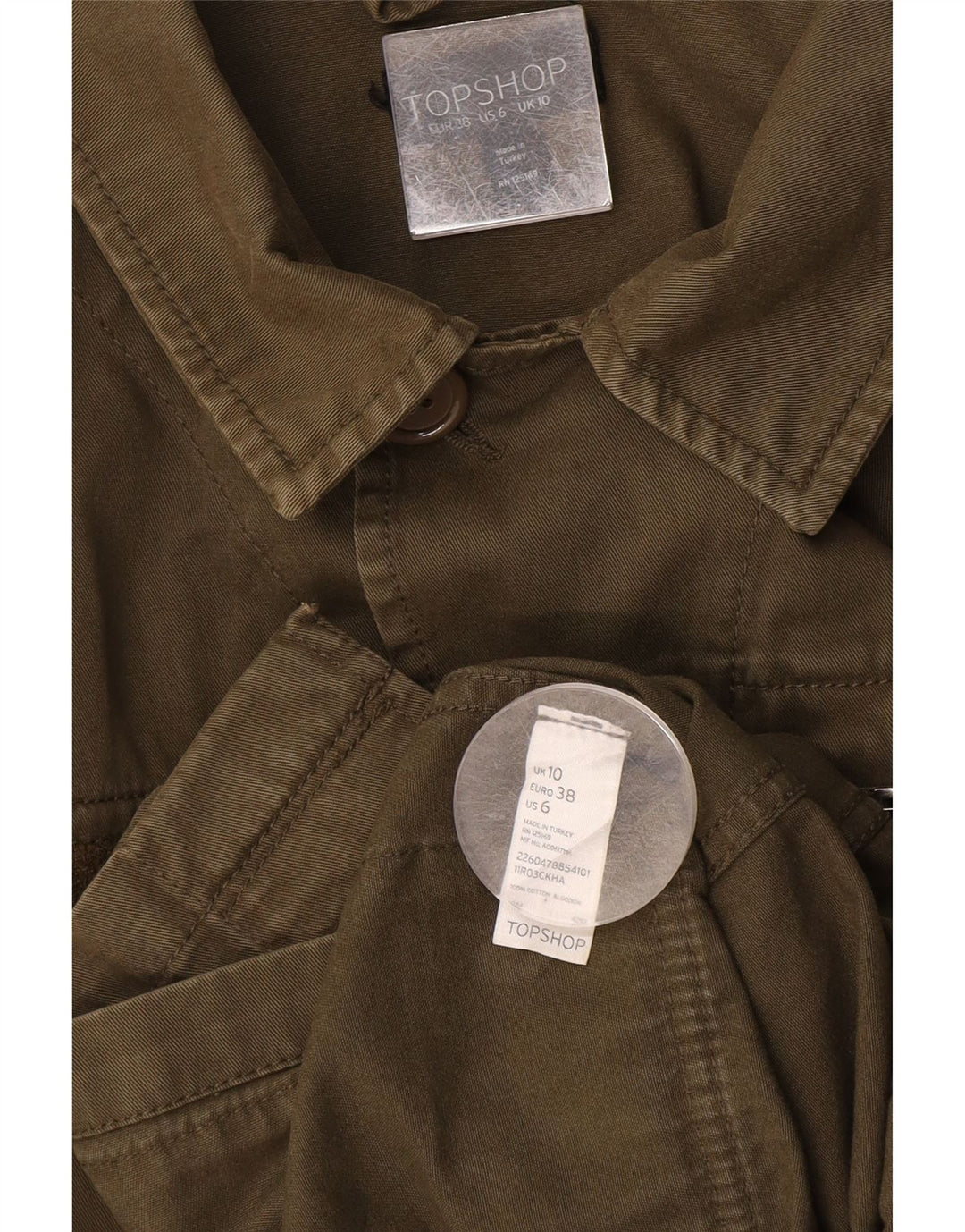 TOPSHOP Womens Oversized Military Jacket UK 10 Small Khaki Cotton