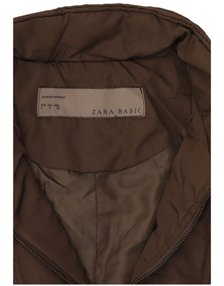 Zara Quiltet jakke til kvinder UK 16 Stor brun polyester