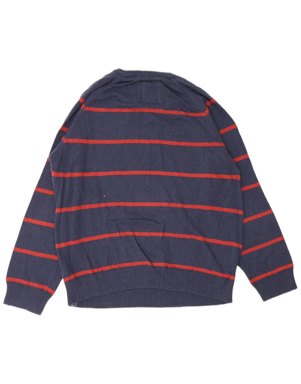 Fat Face Mens Boat Neck Jumper Sweater XL Navy Blue Striped Cotton