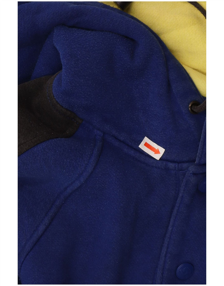 STARTER Herren-Kapuzenpullover mit Knopfkragen, mittelblaue Farbblock-Baumwolle