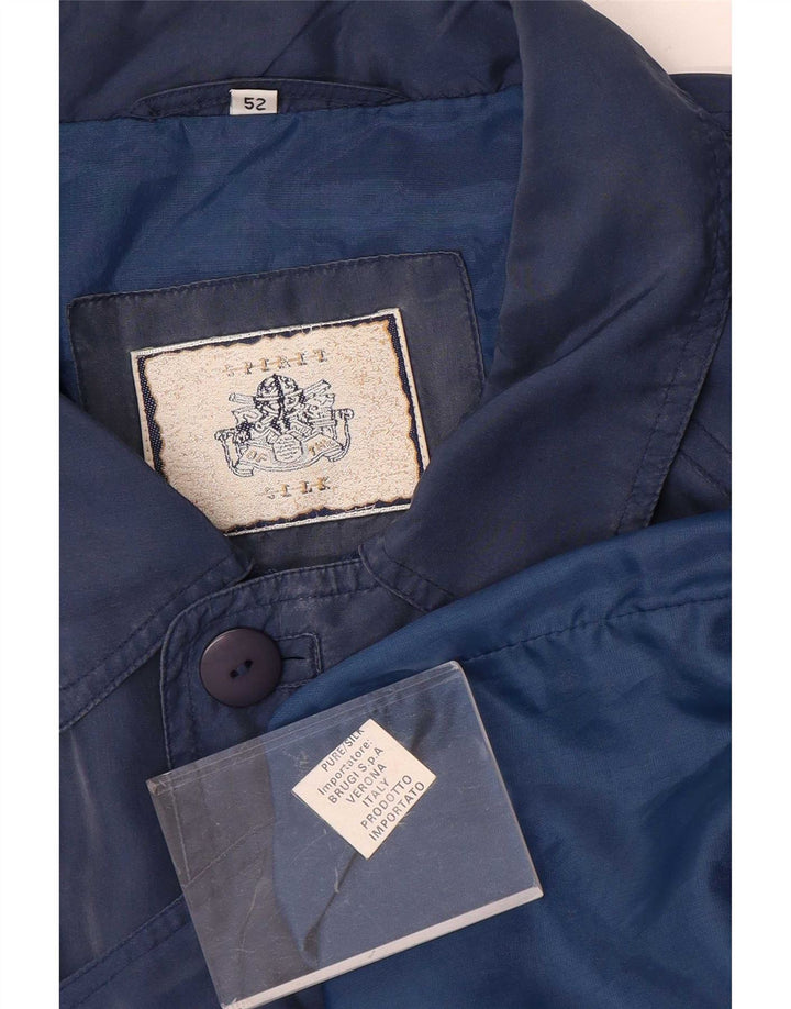 Spirit Mens Bomber Jacket IT 52 XL Navy Blue Silk