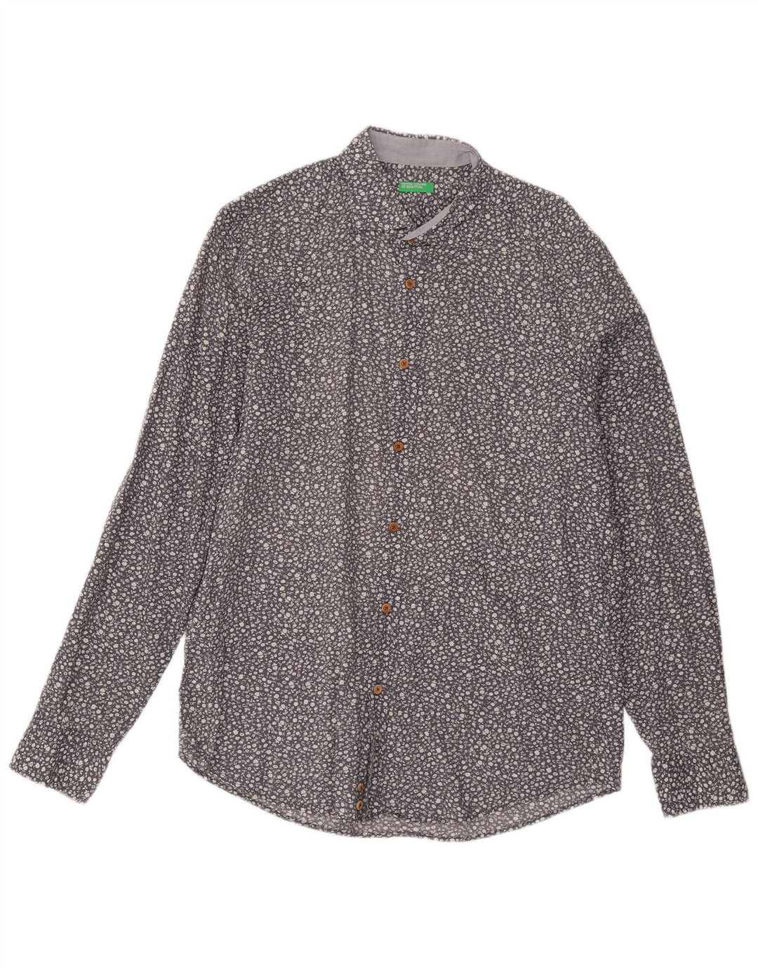 Benetton Chemise Homme Large Bleu Floral Coton