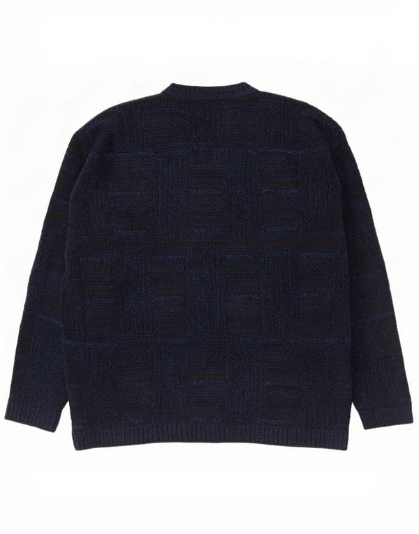 Enara Maglie Herre V-hals sweater Stor marineblå ternet akryl