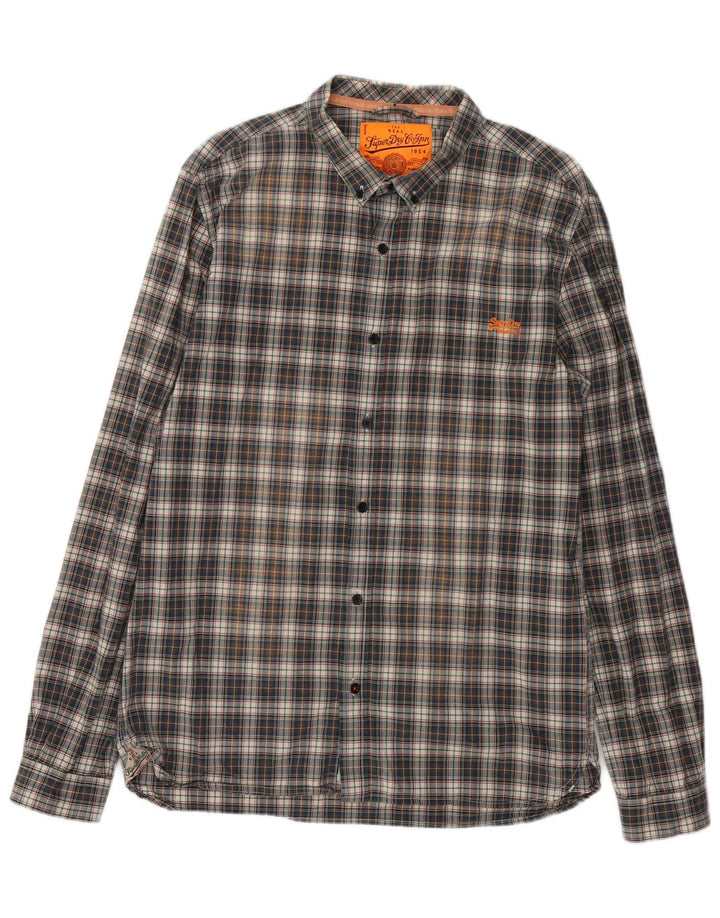 Camicia da uomo Superdry 2XL in cotone a quadri blu navy