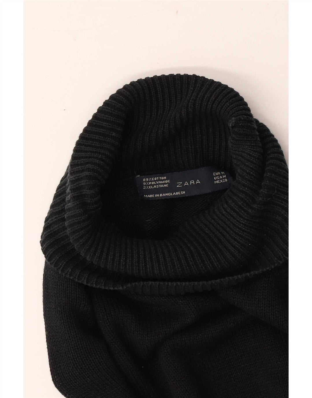 Maglione maglione a collo alto da donna Zara UK 14 cotone blu navy medio