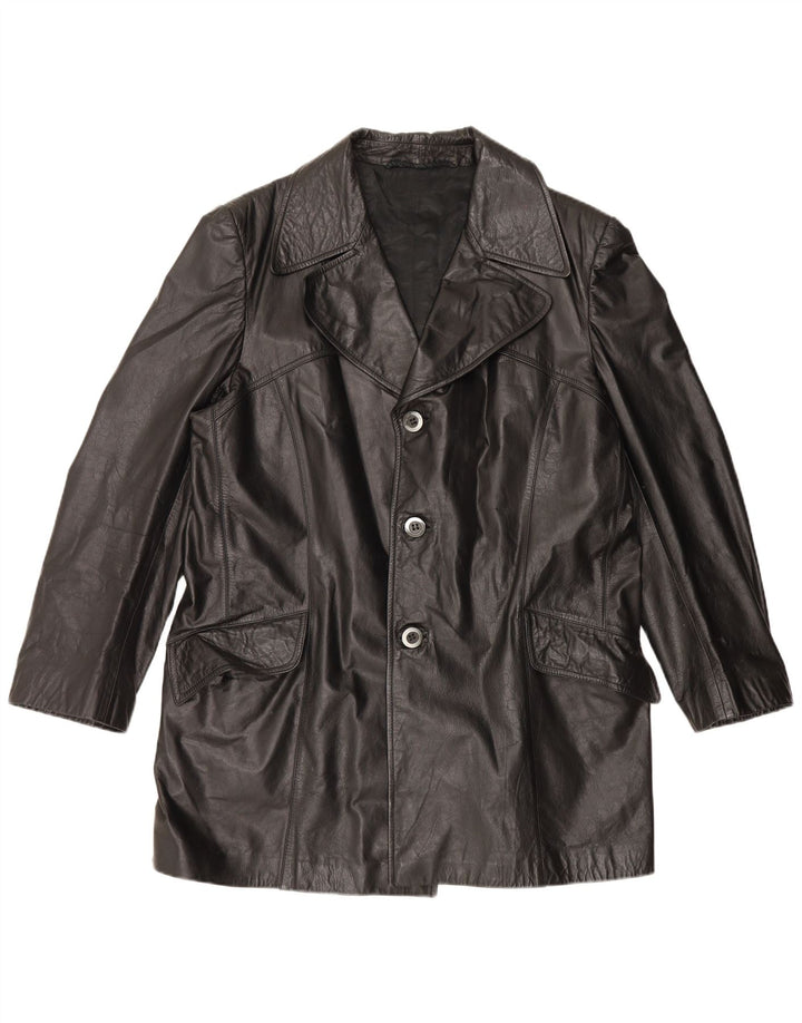 Giacca in pelle vintage da uomo UK 42 XL nera