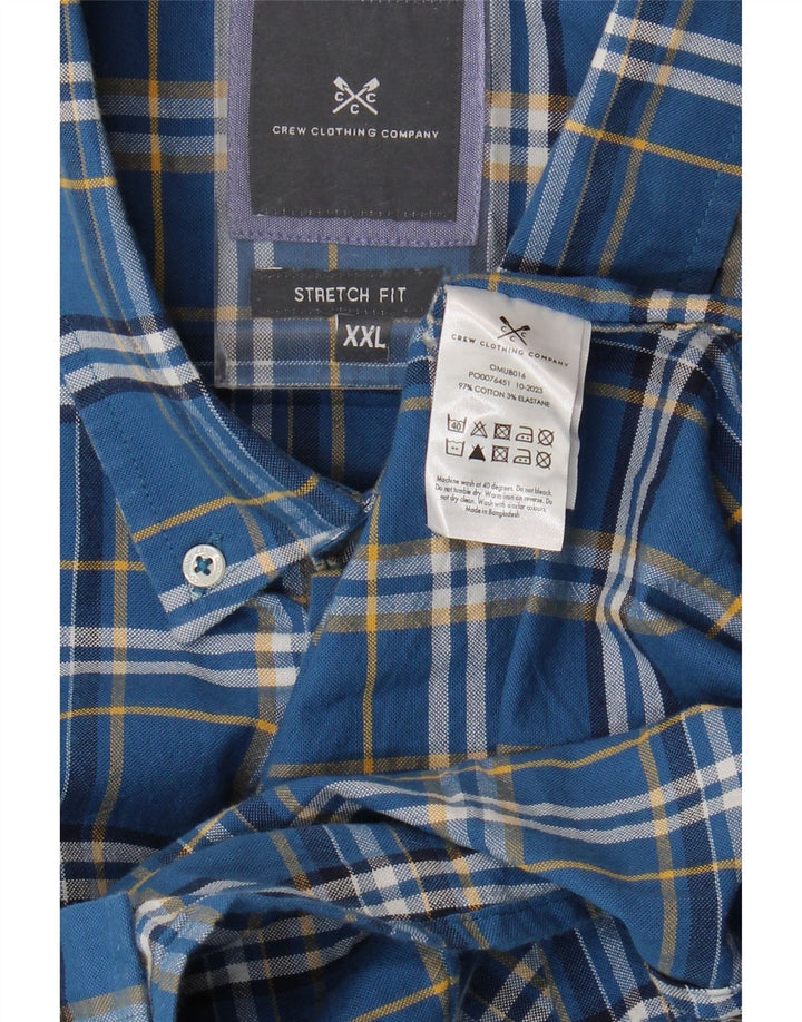 Crew Clothing Mens Stretch Shirt 2XL Blue Check Cotton