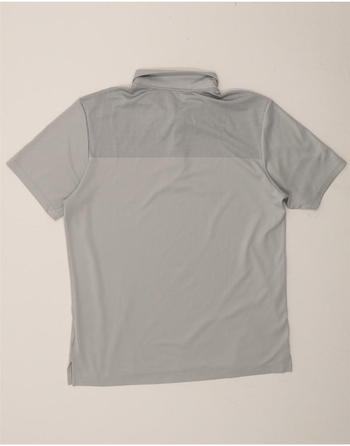 ADIDAS Mens Graphic Polo Shirt Medium Grey Polyester Vintage Adidas and Second-Hand Adidas from Messina Hembry 