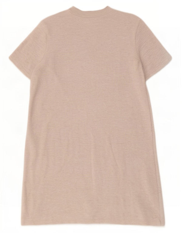Zara γυναικείο κοντομάνικο φόρεμα UK 12 Medium Beige Polyester