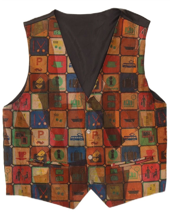 C&A Gilet da uomo in pelle scamosciata grande in pelle patchwork multicolore