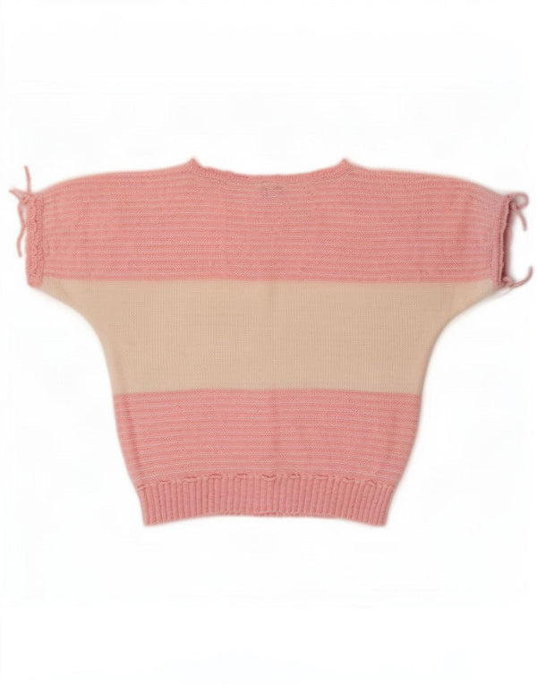Vintage Womens Boat Neck Jumper Sweater IT 46 Large Pink Colourblock