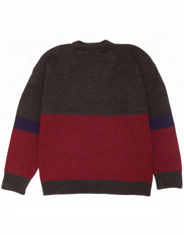 Vintage Mens Crew Neck Jumper Sweater Large Multicoloured Colourblock