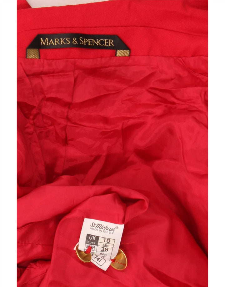 Marks & Spencer Damska marynarka z podwójnymi piersiami, UK 10, mała, czerwona wełna