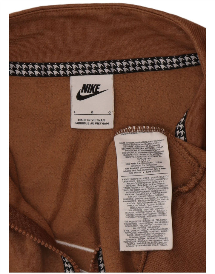 Nike Dame Grafisk Oversized Sweatshirt Jumper UK 16 Stor Brun Bomuld