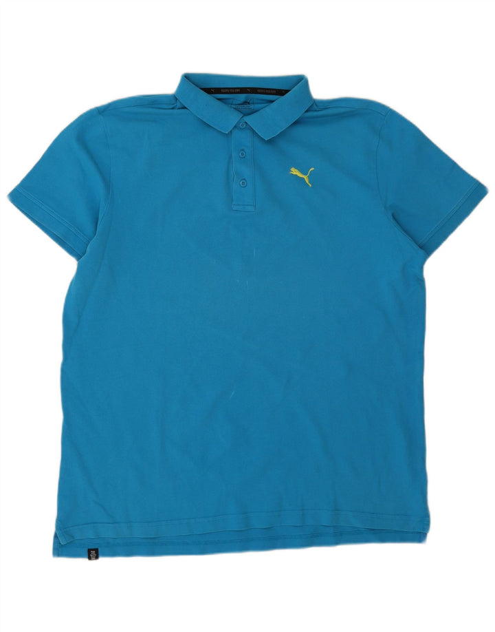 Puma Mens Polo Shirt XL Blue Cotton