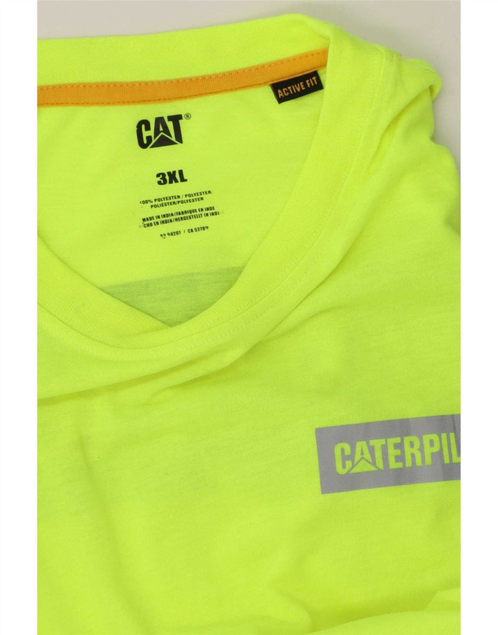 CAT Mens Graphic T-Shirt Top 3XL Green Polyester