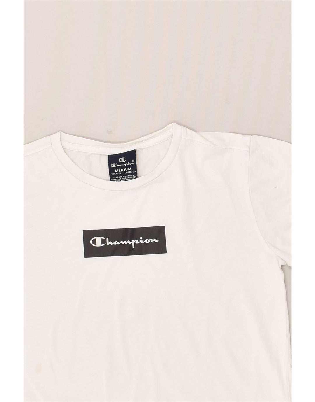 CHAMPION Boys Graphic T-Shirt Top 9-10 Years Medium White Cotton | Vintage Champion | Thrift | Second-Hand Champion | Used Clothing | Messina Hembry 