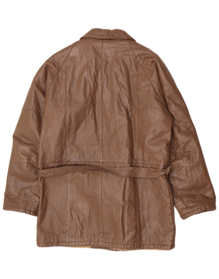 Vintage Herre Classic Fit Læderjakke UK 40 Stor Brun