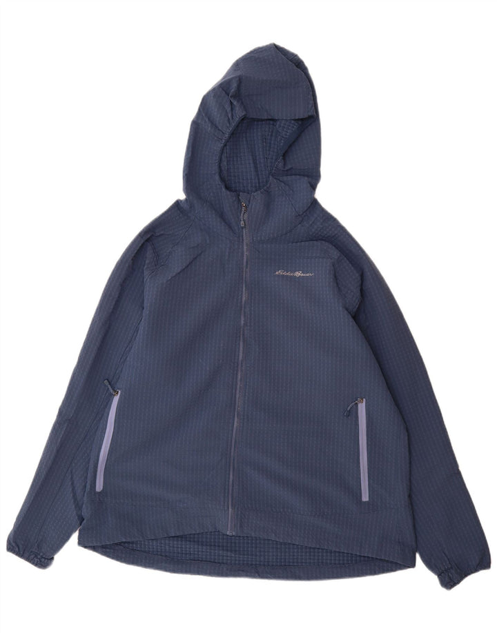 Eddie Bauer Womens Hooded Windbreaker Jacket UK 20 2XL Blue Polyester