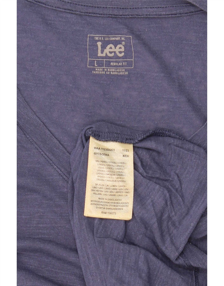 Lee Womens Regular Fit T-Shirt Top UK 16 Large Blue Lyocell