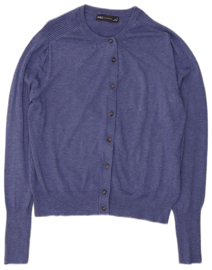 MARKS & SPENCER Womens Cardigan Sweater UK 10 Small Blue Viscose