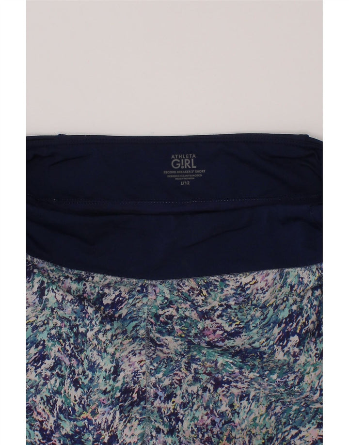 Athleta Girls Abstract Pattern Sport Shorts 11-12 Years Large Navy Blue