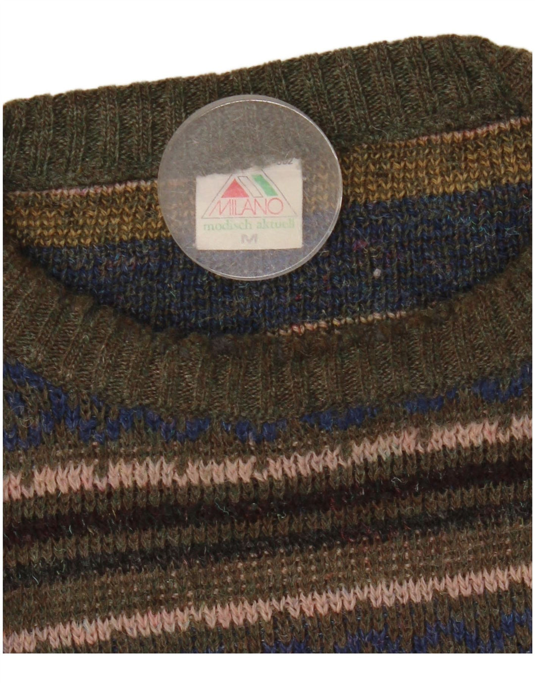 Vintage Mens Crew Neck Jumper Sweater Medium Multicoloured Fair Isle