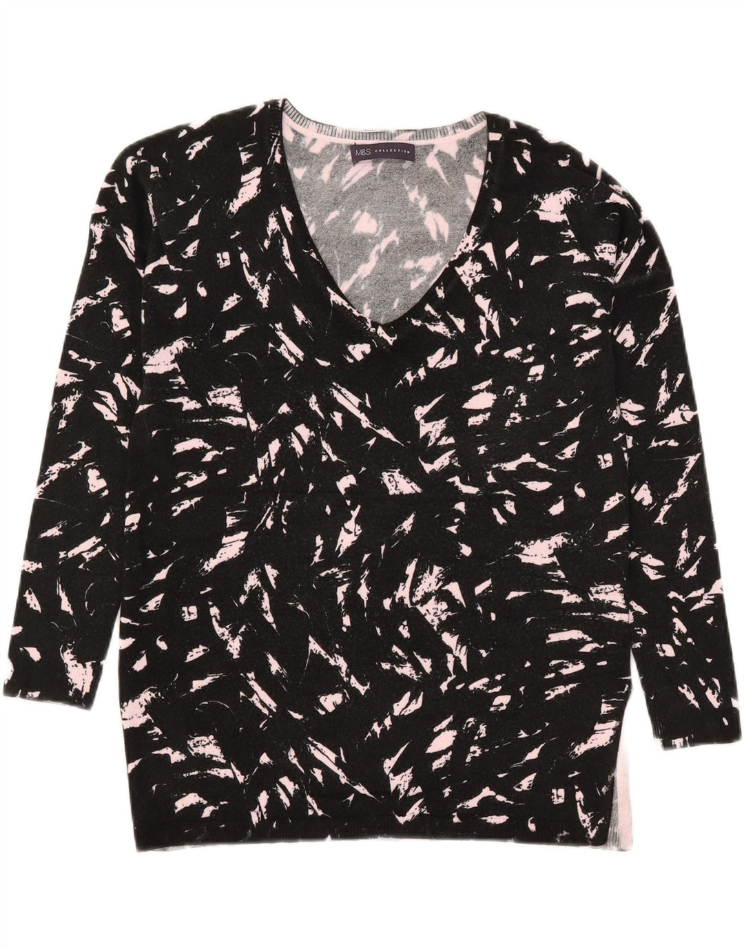 Maglione maglione con scollo a V da donna Marks & Spencer UK 8 piccolo nero