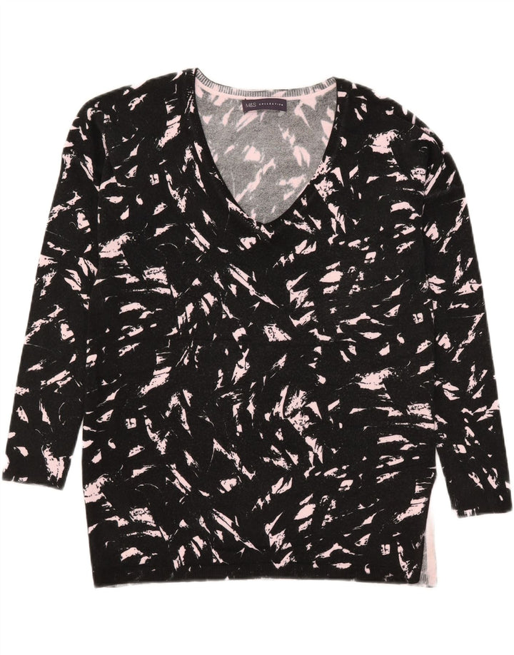 Maglione maglione con scollo a V da donna Marks & Spencer UK 8 piccolo nero