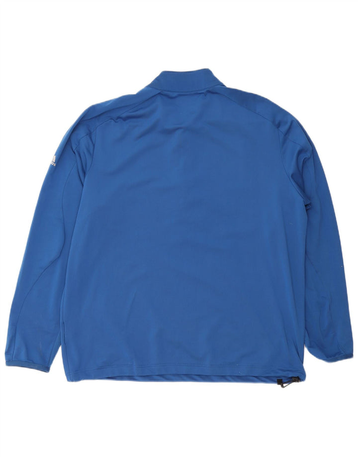 Adidas Uomo Climacool Zip Collo Top Manica Lunga Grande Blu Poliestere