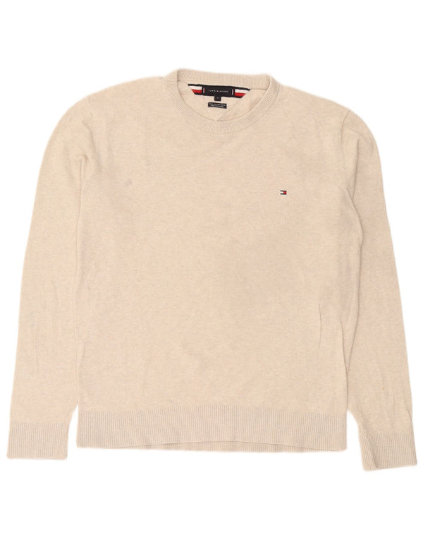 Tommy Hilfiger Mens Crew Neck Jumper Sweater XL Beige Cotton