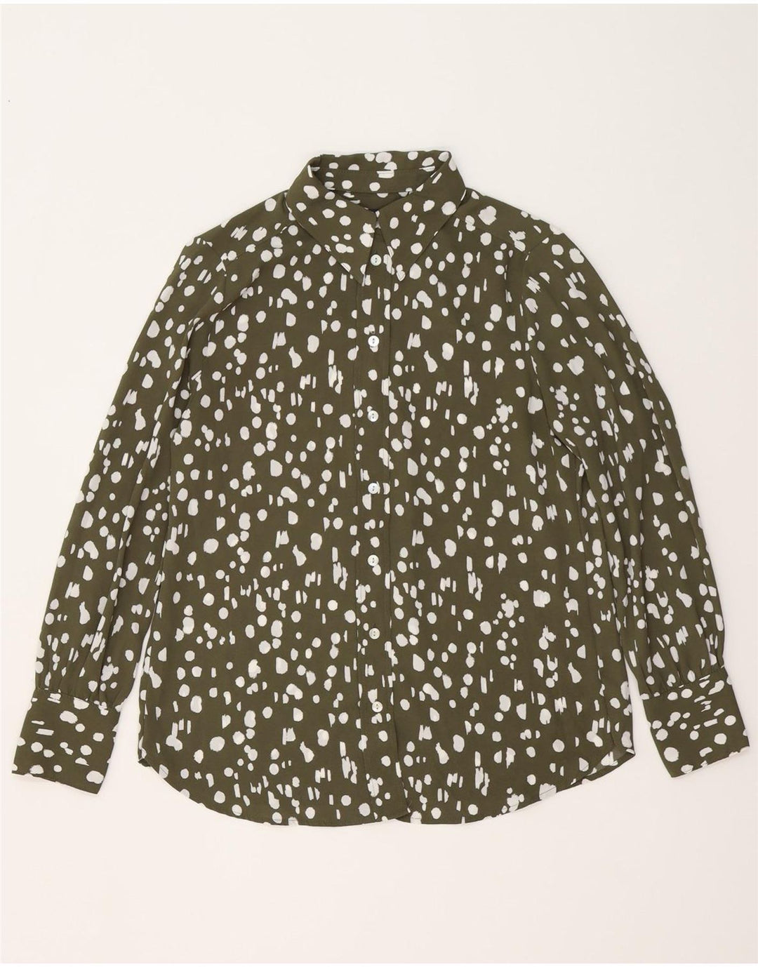 Marks & Spencer Oversized skjorte til kvinder UK 10 Small Khaki Flecked Polyester