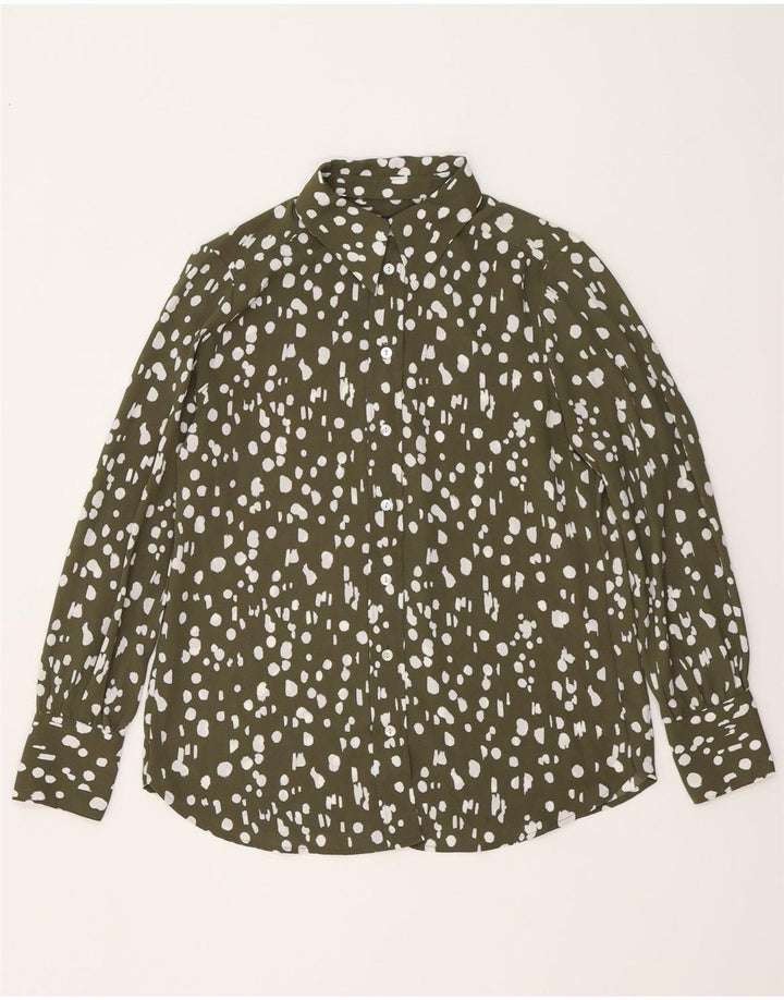 Marks & Spencer Oversized skjorte til kvinder UK 10 Small Khaki Flecked Polyester