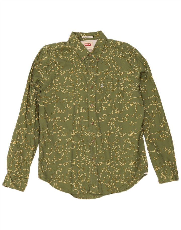 Levi's Mens Slim Fit Shirt Large Green Camouflage Cotton