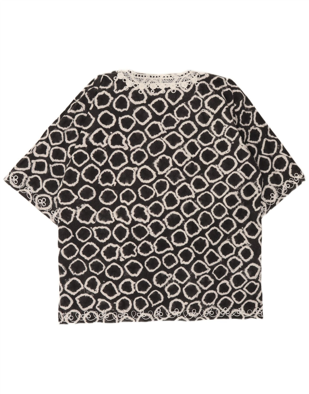 VINTAGE Womens Oversized Abstract Pattern Blouse Top UK 18 XL Black