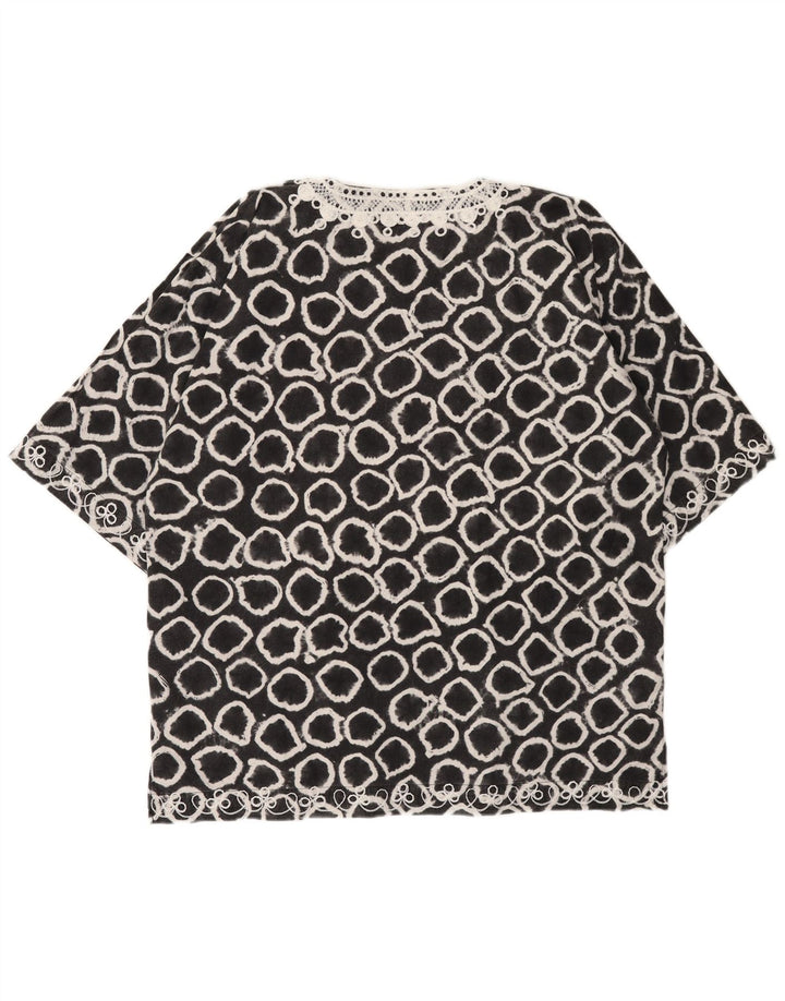 VINTAGE Womens Oversized Abstract Pattern Blouse Top UK 18 XL Black