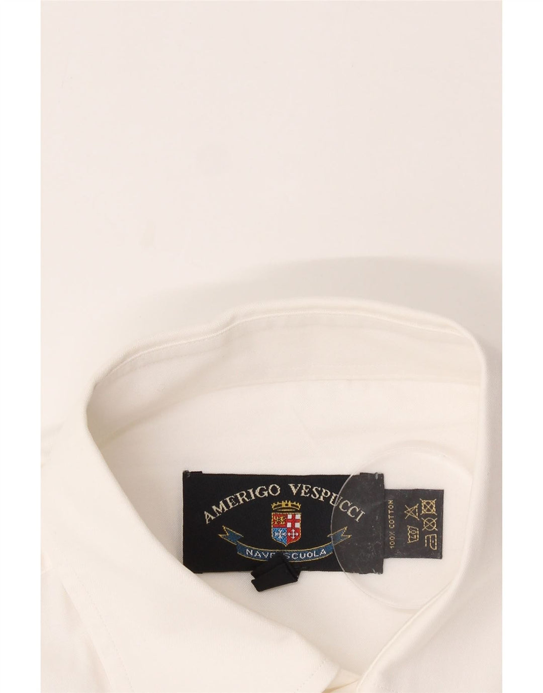 AMERIGO VESPUCCI Mens Shirt Size 41 Large White Cotton Vintage Amerigo Vespucci and Second-Hand Amerigo Vespucci from Messina Hembry 