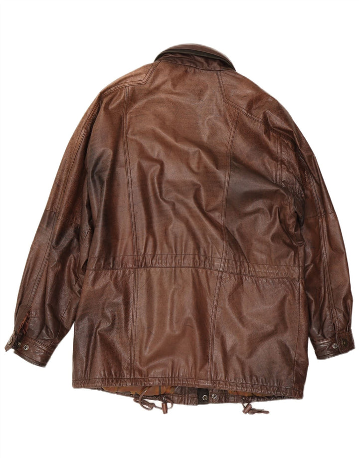 veste en cuir homme vintage IT 50 Grand Marron